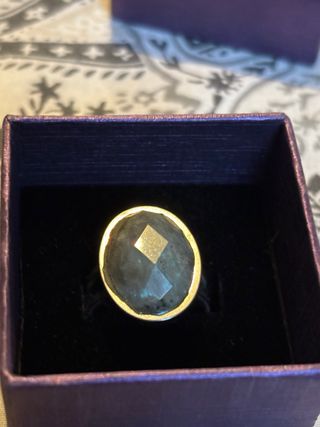 Anillo Acero Inoxidable Labradorita ajustable