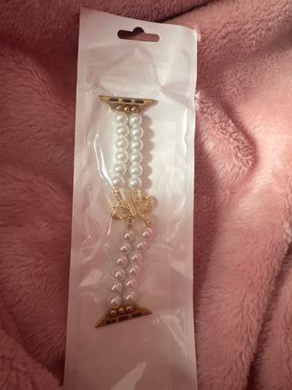 Correa Apple Watch 42mm Perlas y Lazo Dorado