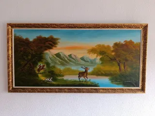 Cuadro Escena de Caza con Marco Dorado