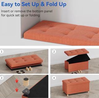 A ESTRENAR.Baúl de tela naranja con almacenamiento