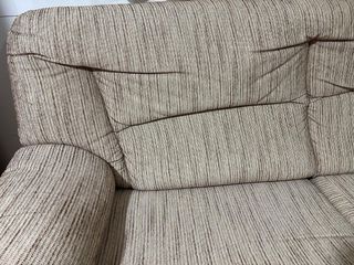 Sofá 3 plazas tela beige y marrón