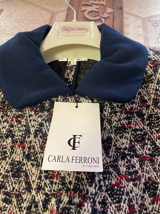 Cappotto donna blu rosso nuovo con cartellino