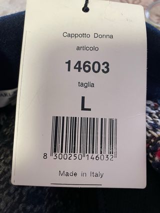 Cappotto donna blu rosso nuovo con cartellino