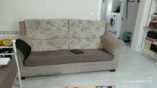 Sofá 2 plazas beige y marrón