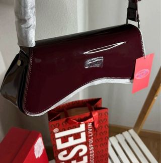 Borsa Diesel in pelle scamosciata bordeaux