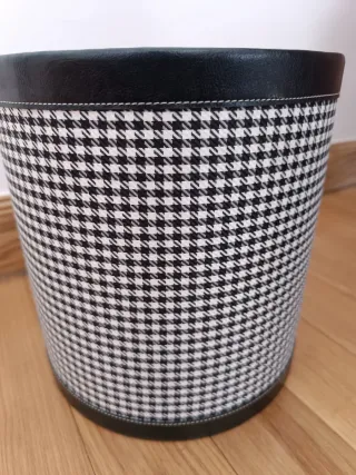 Papelera de tela y piel