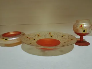 Tris centrotavola in vetro