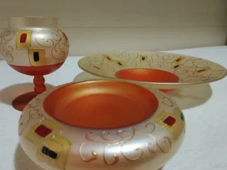 Tris centrotavola in vetro