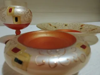 Tris centrotavola in vetro