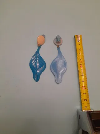 Pendientes clip hoja azul