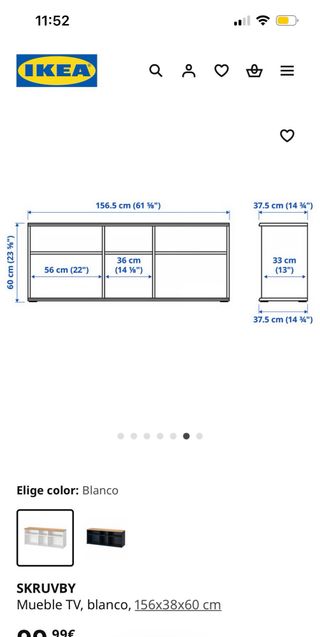 Mueble TV SKRUVBY IKEA Blanco