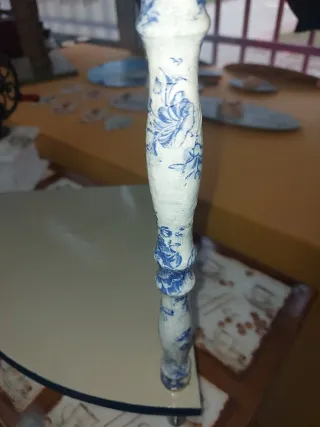 Mueble rinconera beige y azul