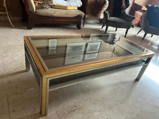 Tavolino da Caffè Vintage Vetro e Metallo