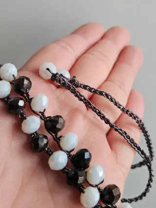 Choker perline bianche e canna di fucile