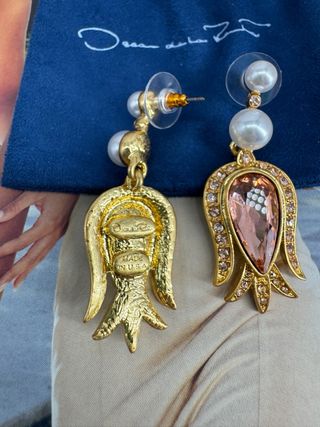 Pendientes Oscar de la Renta Perla y Cristal Rosa