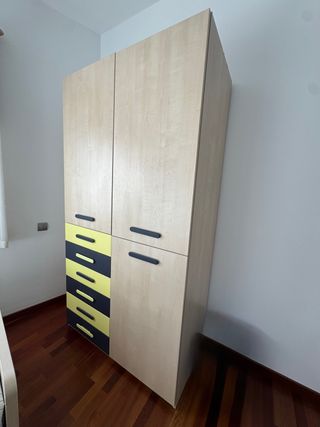 Armario juvenil con doble puerta y 6 cajones