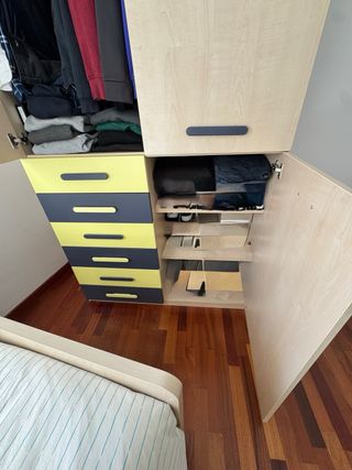 Armario juvenil con doble puerta y 6 cajones