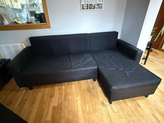 Sofá Cama Chaise Longue Negro Ikea