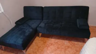 Sofá Cama Chaiselongue Negro/Azul