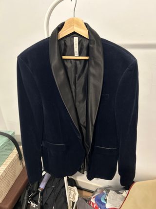 Americana Zara Terciopelo Azul y Negro