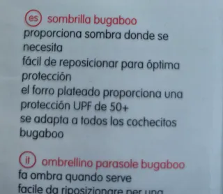 Sombrilla Bugaboo Roja a estrenar con embalaje