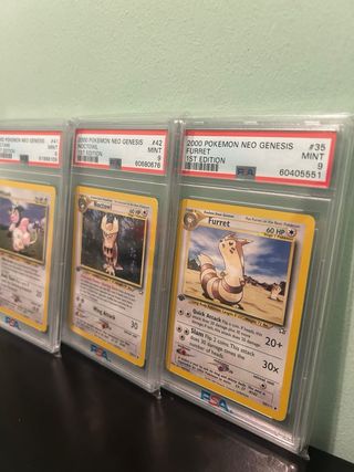 3x Cartas Neo Genesis 1st EDICION PSA 9