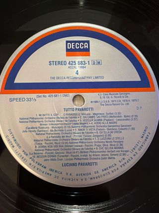 Doble Vinilo Tutto Pavarotti Decca Ópera Clásica