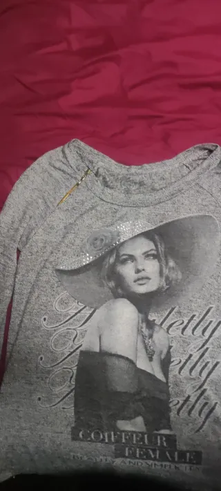 Jersey lana dibujo mujer gris