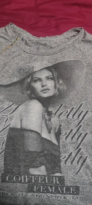 Jersey lana dibujo mujer gris