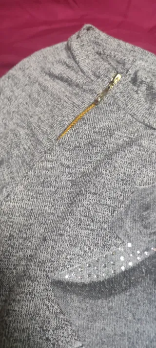 Jersey lana dibujo mujer gris