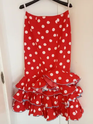 Falda flamenca lunares roja talla 42