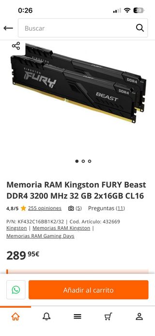 Kingston FURY DDR4 32GB (2x16GB) 3200MHz