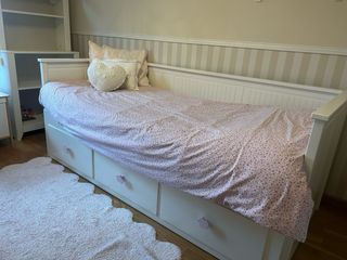 Sofá cama individual con almacenaje,cómoda y balda