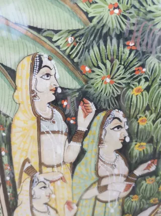 Cuadro figura indu bambú papel