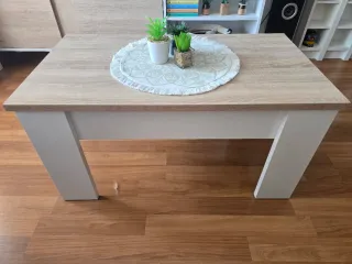 Mesa de centro moderna madera y blanca