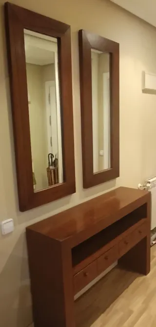 Mueble de entrada y 2 espejos madera