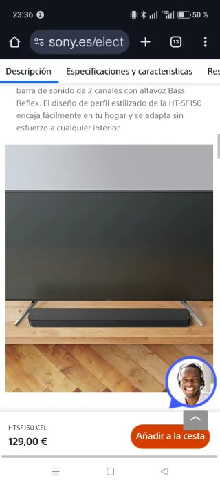 Barra de sonido Sony HS150 Negra