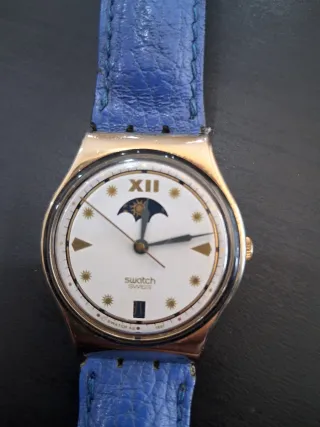 Orologio Swatch 1991 Luna Oro Blu