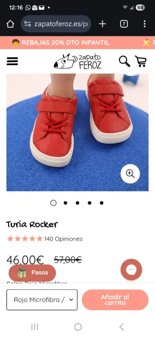 Zapatos Feroz Turia Rocker Rojo Talla 25