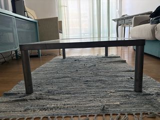 Mesa de centro cristal y metal