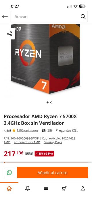 Procesador AMD Ryzen 7 5700X