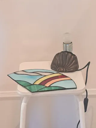 Lamparita mesa estilo Art Decó cristal emplomado