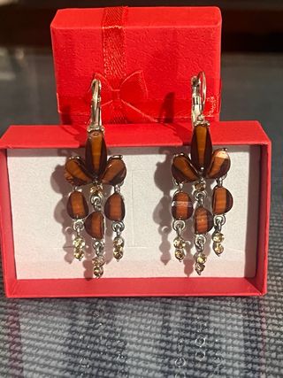 Pendientes vintage colgantes chocolate y oro
