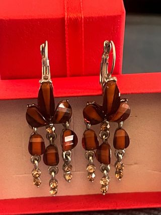 Pendientes vintage colgantes chocolate y oro