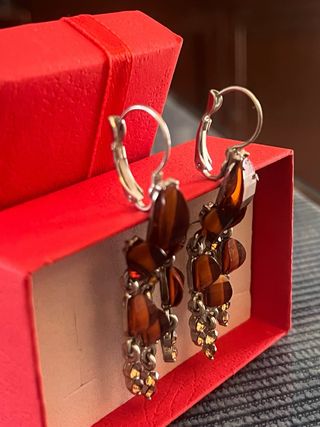 Pendientes vintage colgantes chocolate y oro