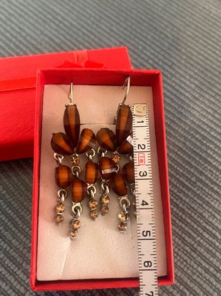 Pendientes vintage colgantes chocolate y oro