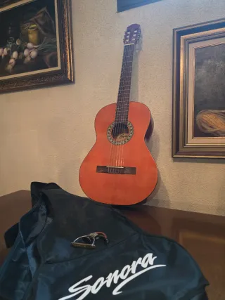 Guitarra Española Sonora con funda y cejilla