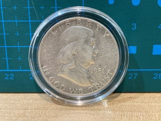 Moneda Plata 1/2 Dolar 1951 Franklin Encapsulada