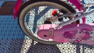 Bicicleta infantil rosa y blanca