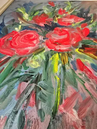 Óleo original Jarrón con rosas